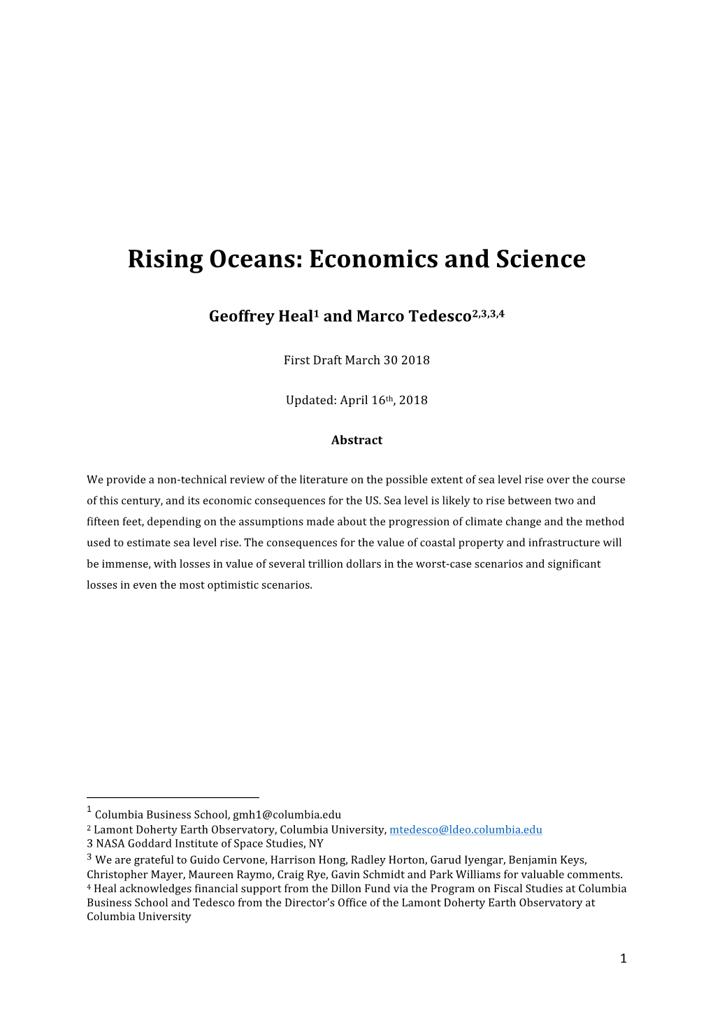 Rising Oceans: Economics and Science