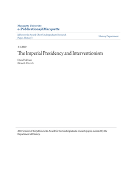 The Imperial Presidency and Interventionism