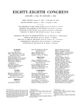 Eighty-Eighth Congress January 3, 1963, to January 3, 1965