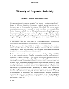 Philosophy and the Practice of Reflexivity