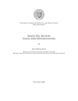Iraq;S Oil Sector: Issues and Opportunities