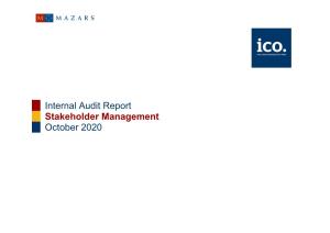 Internal Audit Report Stakeholder Management October 2020
