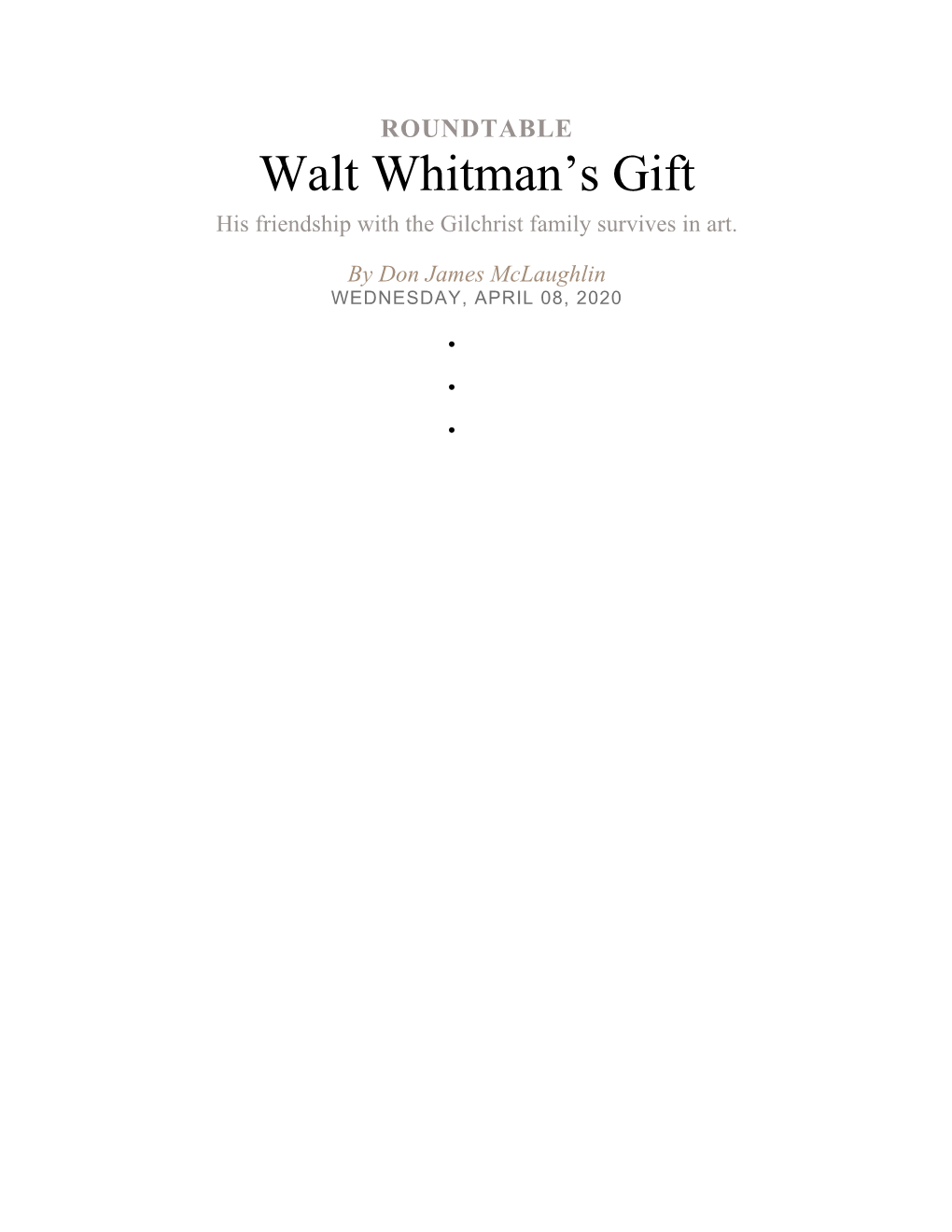 Walt Whitman's Gift