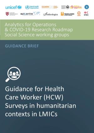 Guidance for Health Care Worker (HCW) Surveys in Humanitarian