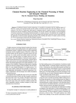 Chemical Reaction Engineering in the Chemical Processing of Metals and Inorganic Materials Part II
