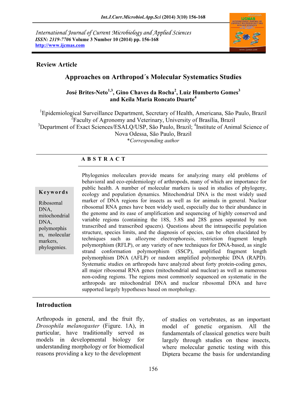 Approaches on Arthropod´S Molecular Systematics Studies