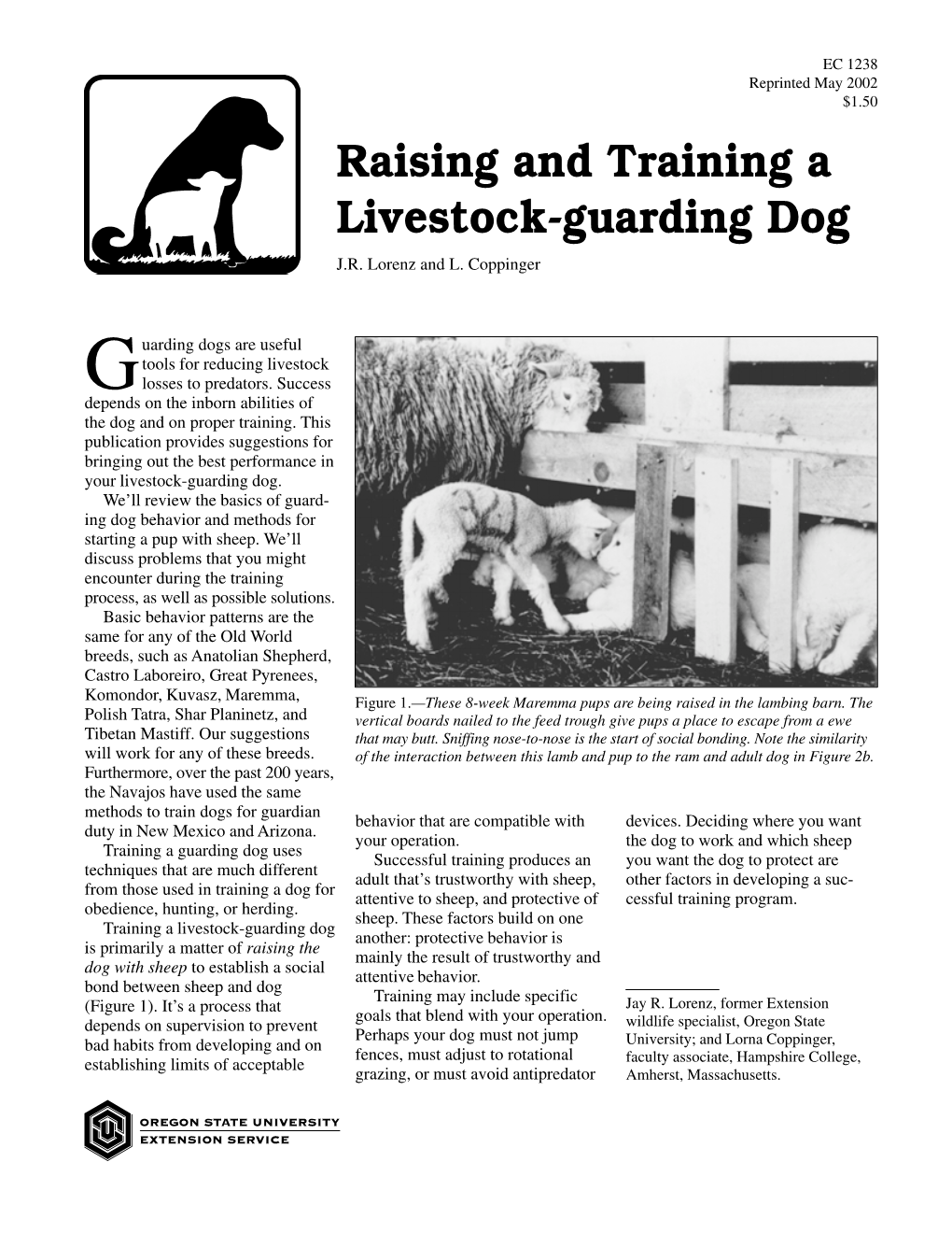 Raising and Training a Livestock-Guarding Dog, EC1238