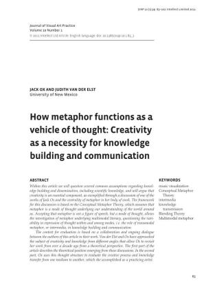 How Metaphor Functions As a Vehicle of Thought: Creativity As a Necessity for Knowledge Building and Communication
