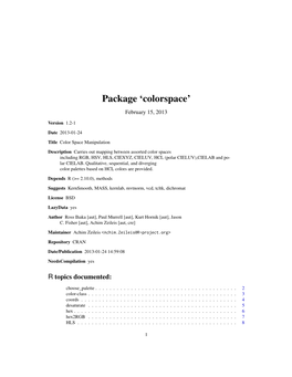 Package 'Colorspace'