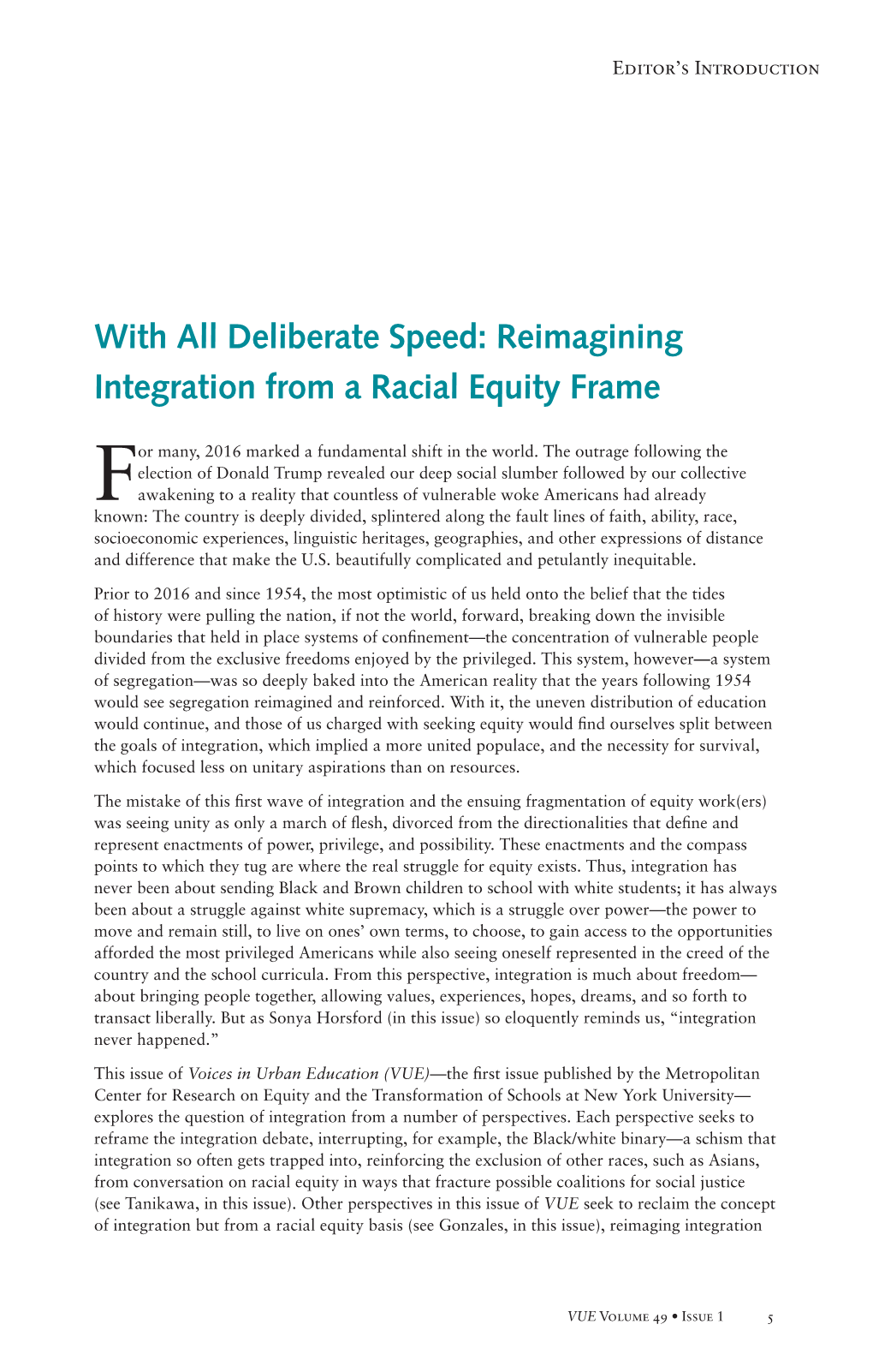 Reimagining Integration from a Racial Equity Frame