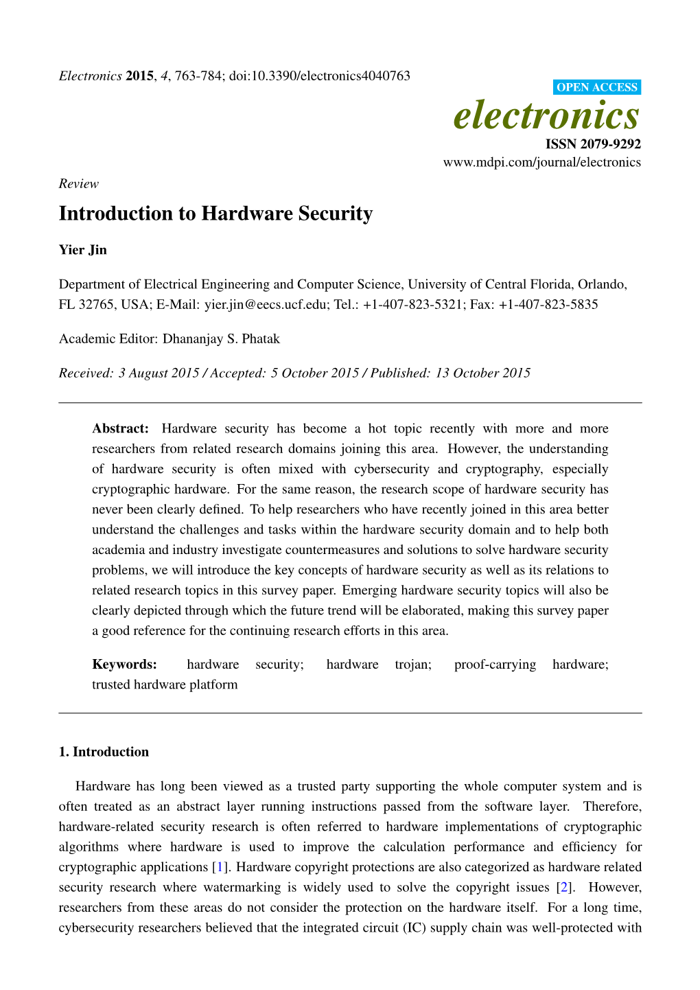 Introduction to Hardware Security