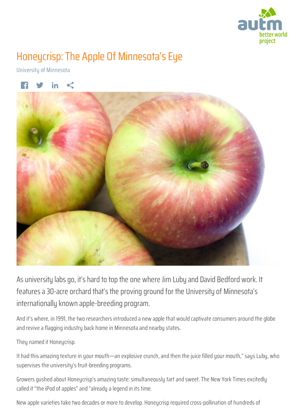 Honeycrisp: the Apple of Minnesota's