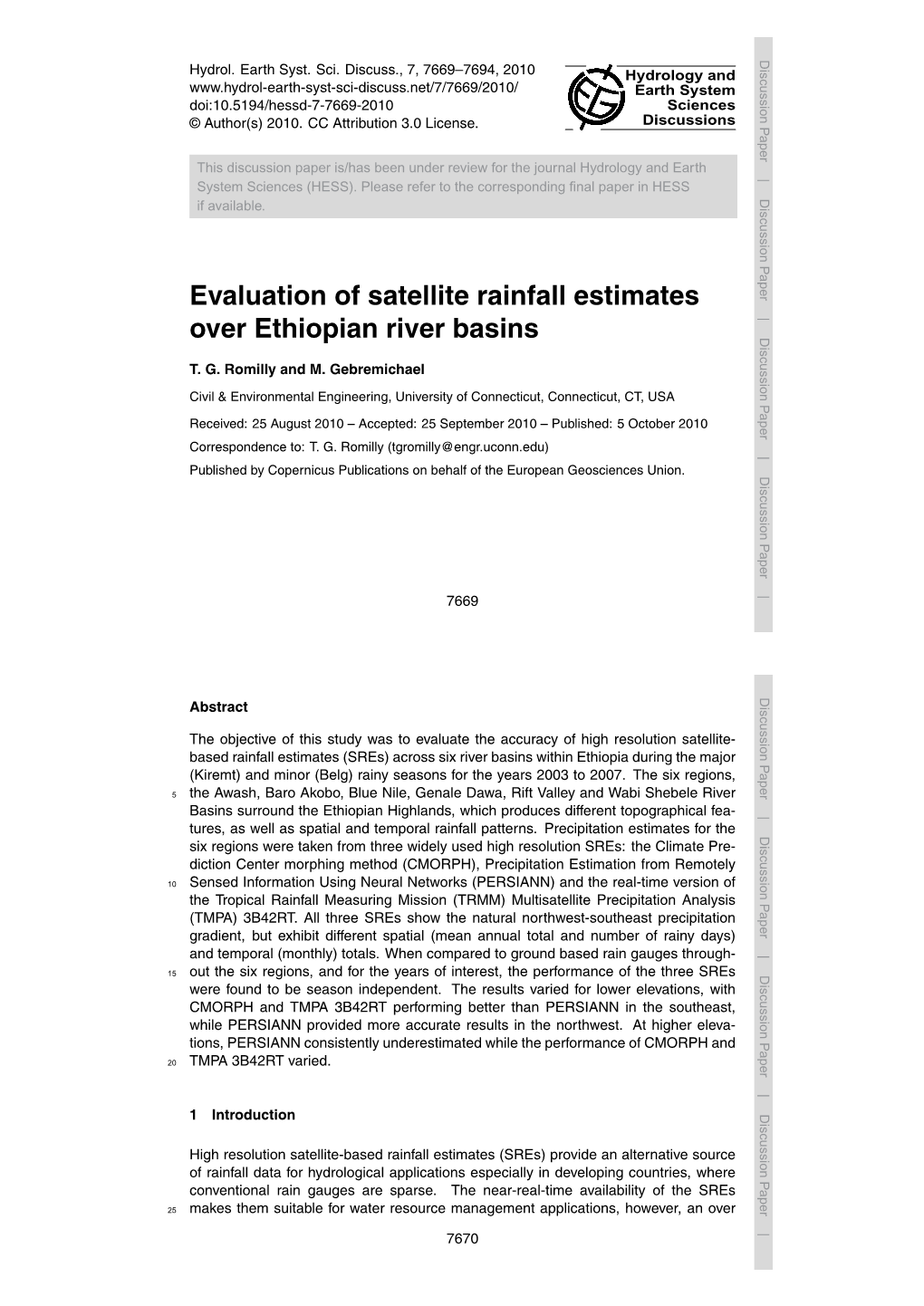 Evaluation of Satellite Rainfall Estimates Over Ethiopian River Basins T