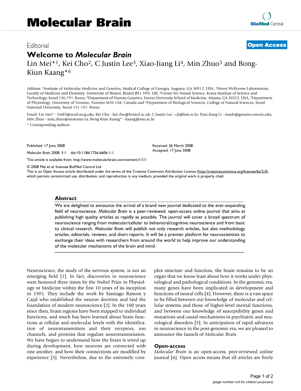 Viewed, Open-Access Online Journal That Aims at Publishing High Quality Articles As Rapidly As Possible