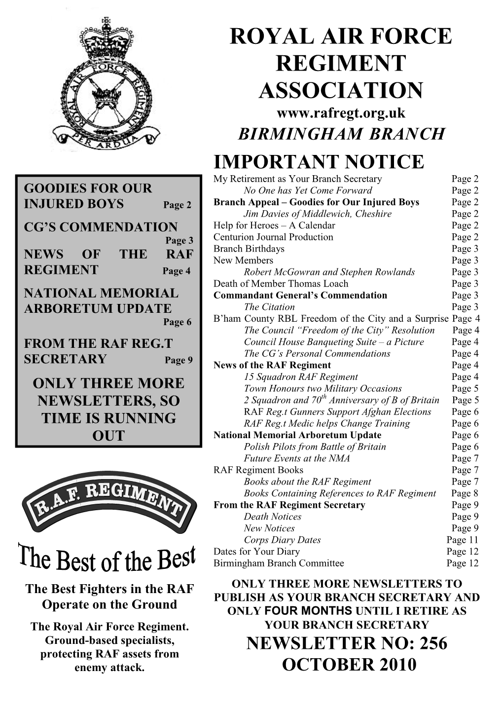 Royal Air Force Regiment Association Birmingham Branch