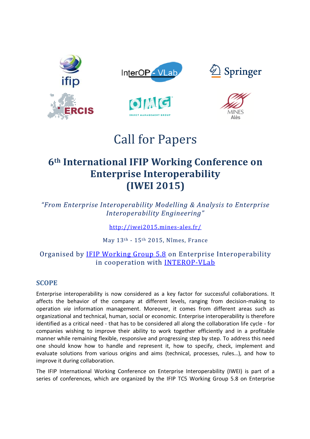 IWEI 2015 Cfp V18.0