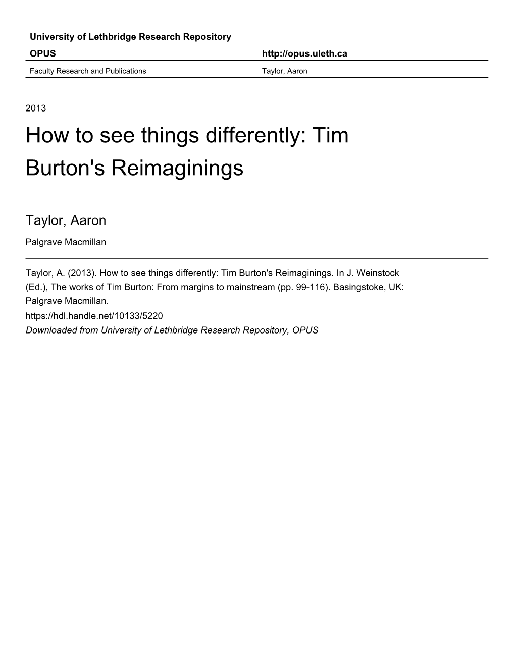 Tim Burton's Reimaginings