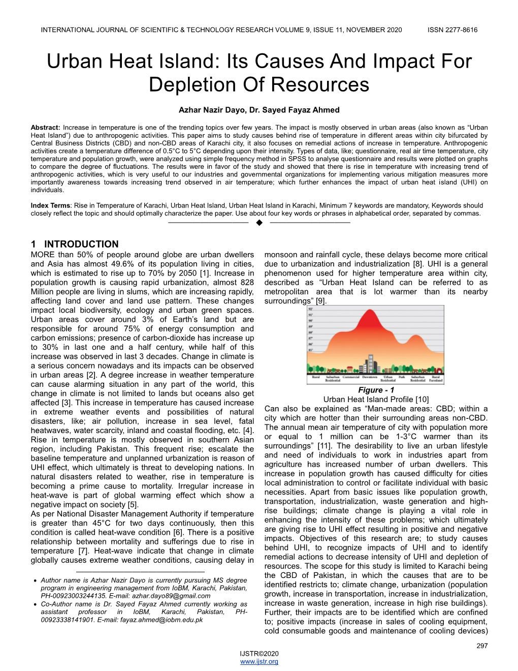 Urban Heat Island: Its Causes and Impact for Depletion of Resources