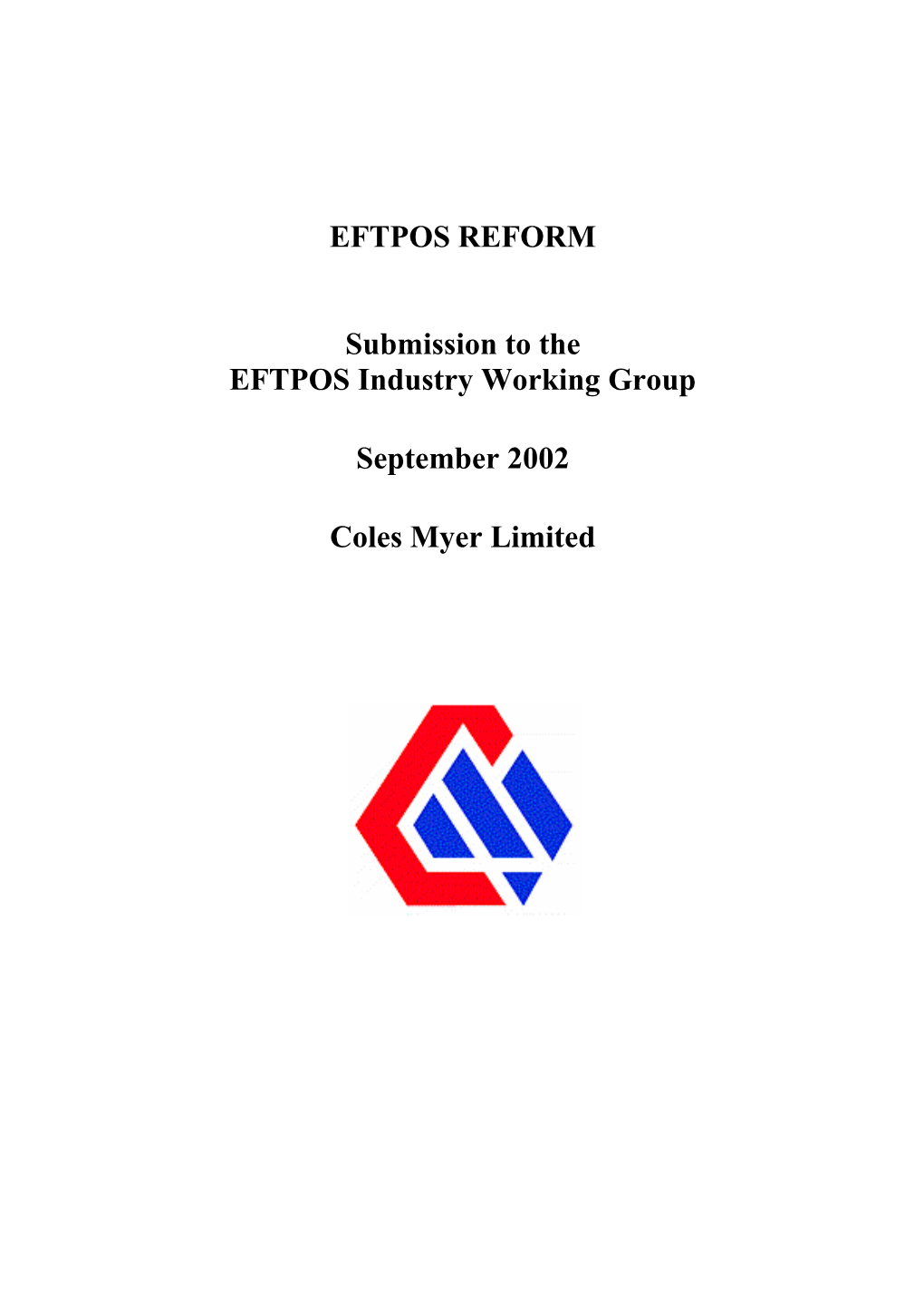 Submission to the EFTPOS Industry Working Group