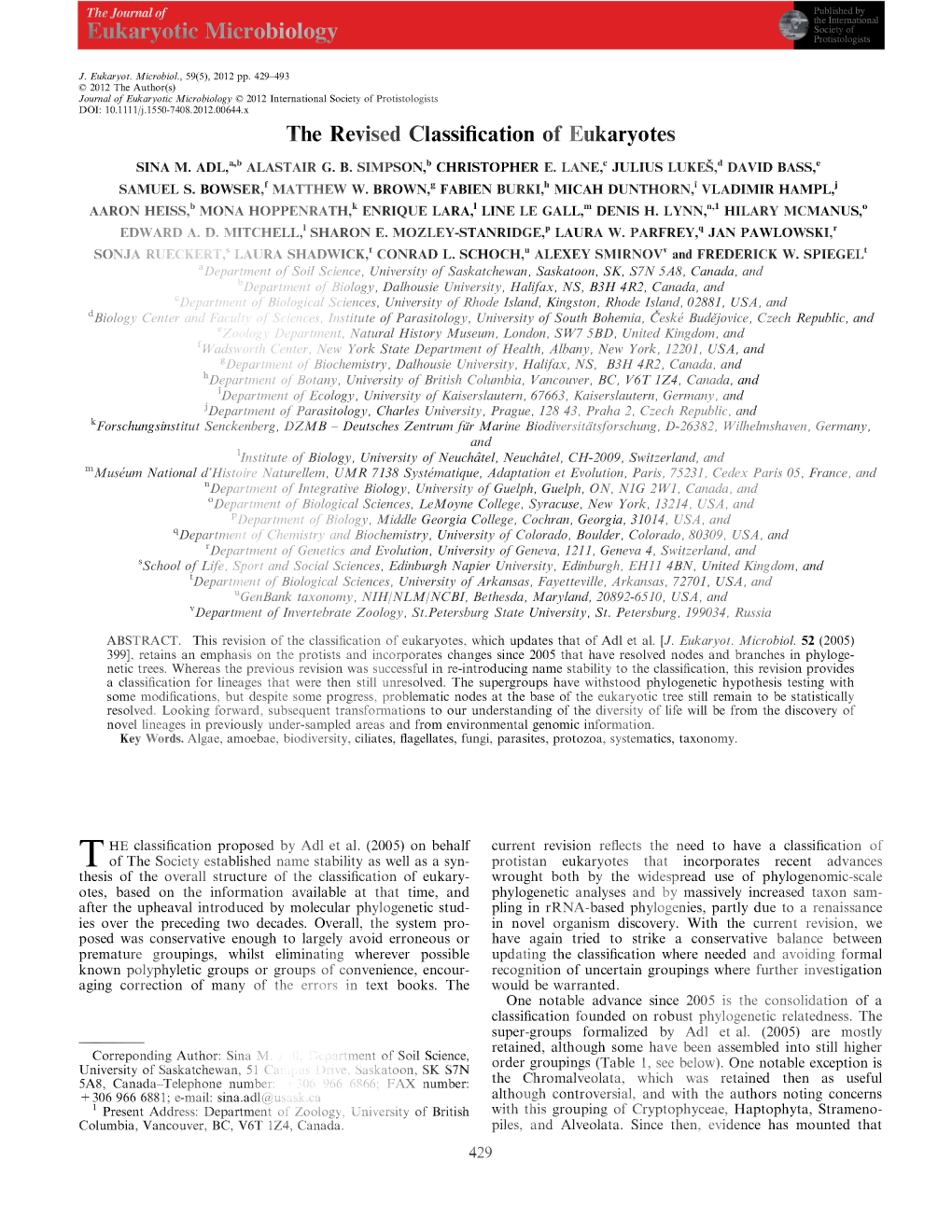 The Revised Classification of Eukaryotes