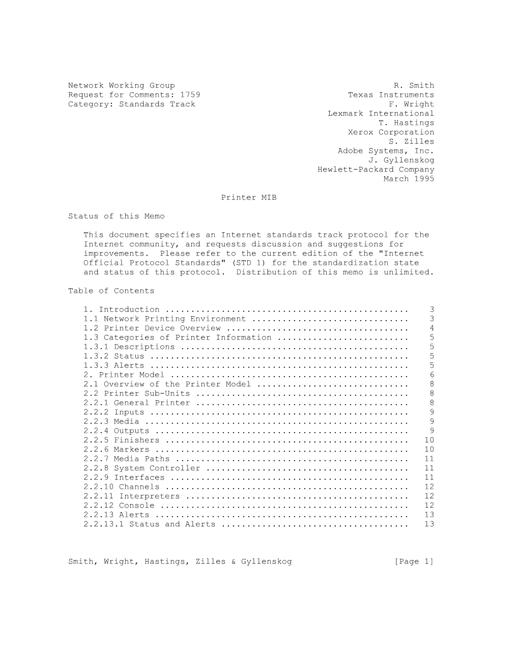 Network Working Group R. Smith Request for Comments: 1759 Texas Instruments Category: Standards Track F