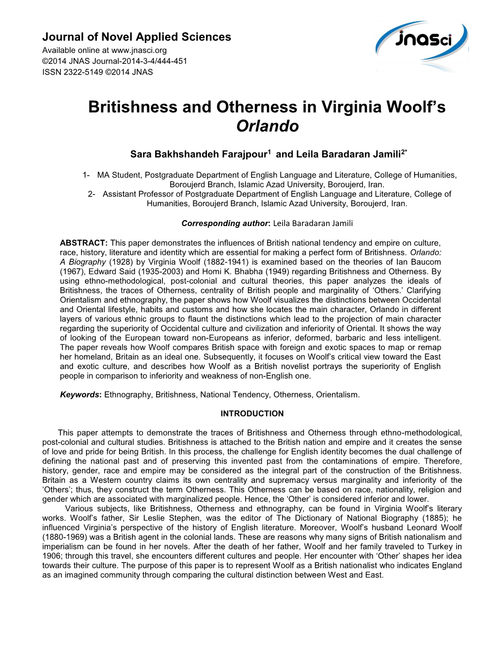 Britishness and Otherness in Virginia Woolf's Orlando