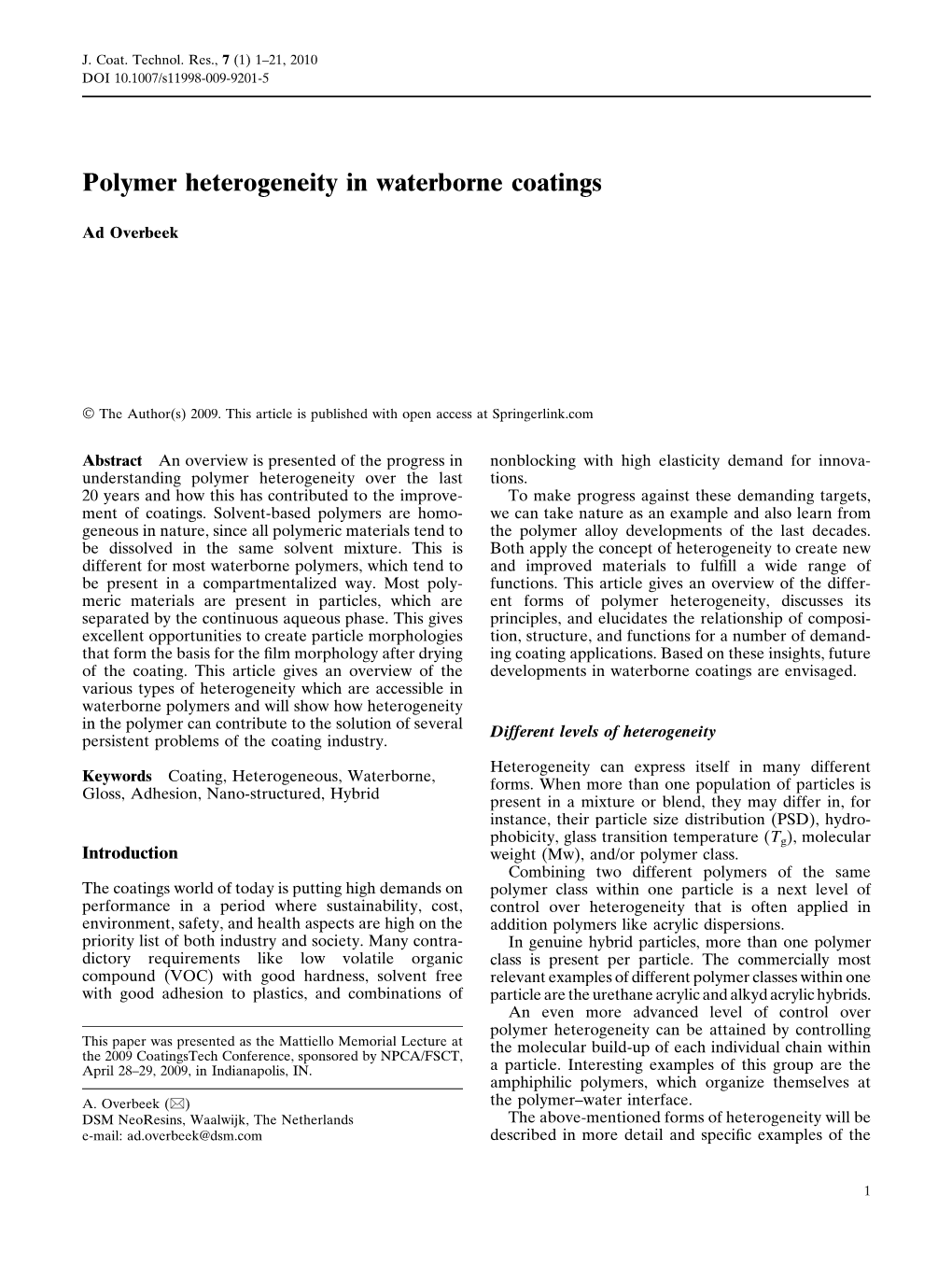 Polymer Heterogeneity in Waterborne Coatings