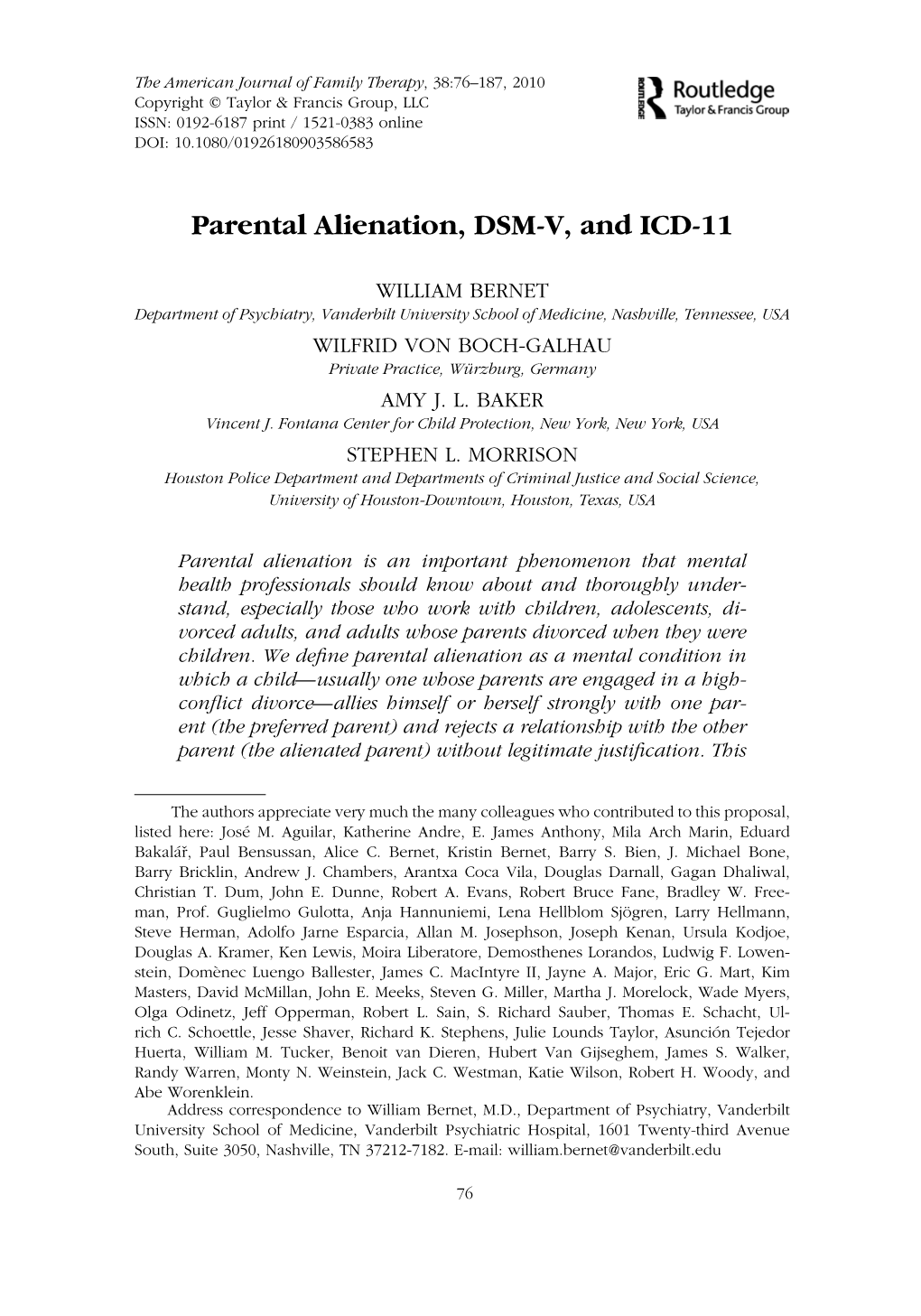 Parental Alienation, DSM-V, and ICD-11