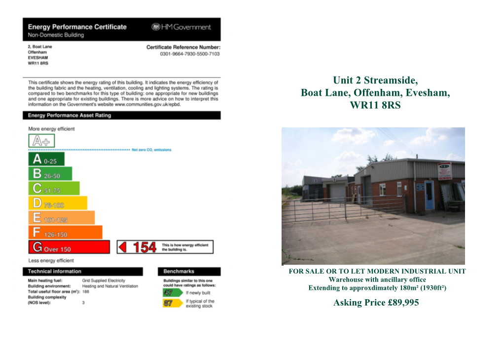 Unit 2 Streamside, Boat Lane, Offenham, Evesham, WR11 8RS