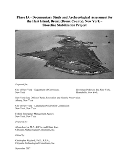 Documentary Study and Archaeological Assessment for the Hart Island, Bronx (Bronx County), New York – Shoreline Stabilization Project