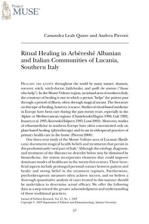 Ritual Healing in Arbëreshë Albanian and Italian Communities of Lucania, Southern Italy
