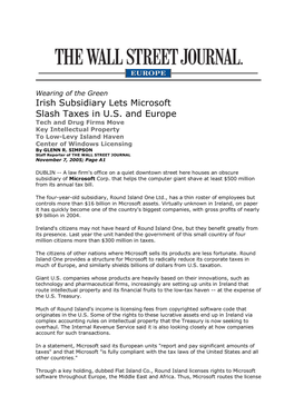 Irish Subsidiary Lets Microsoft Slash Taxes in U.S. and Europe