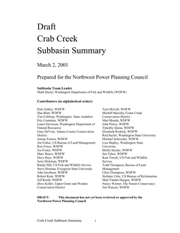 Area: Crab Creek