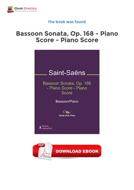 Bassoon Sonata, Op. 168 - Piano Score - Piano Score Epub Downloads This Sheet Music Was Newly Engraved from Early and Authoritative Editions