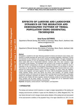 5. Effects of Landuse and Landcover Dynamics on the Migration And