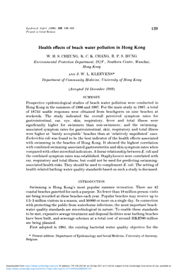 Health Effects of Beach Water Pollution in Hong Kong