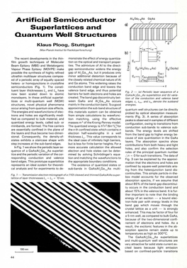 Artificial Semiconductor Superlattices and Quantum Well Structures Klaus Ploog, Stuttgart (Max-Planck-Lnstitut Fur Festkörperforschung)