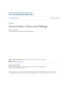 Socioeconomics: Choice and Challenges Jeffrey L