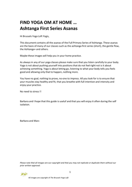 FIND YOGA OM at HOME … Ashtanga First Series Asanas