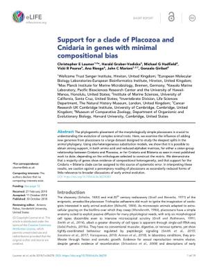 Support for a Clade of Placozoa and Cnidaria in Genes with Minimal Compositional Bias