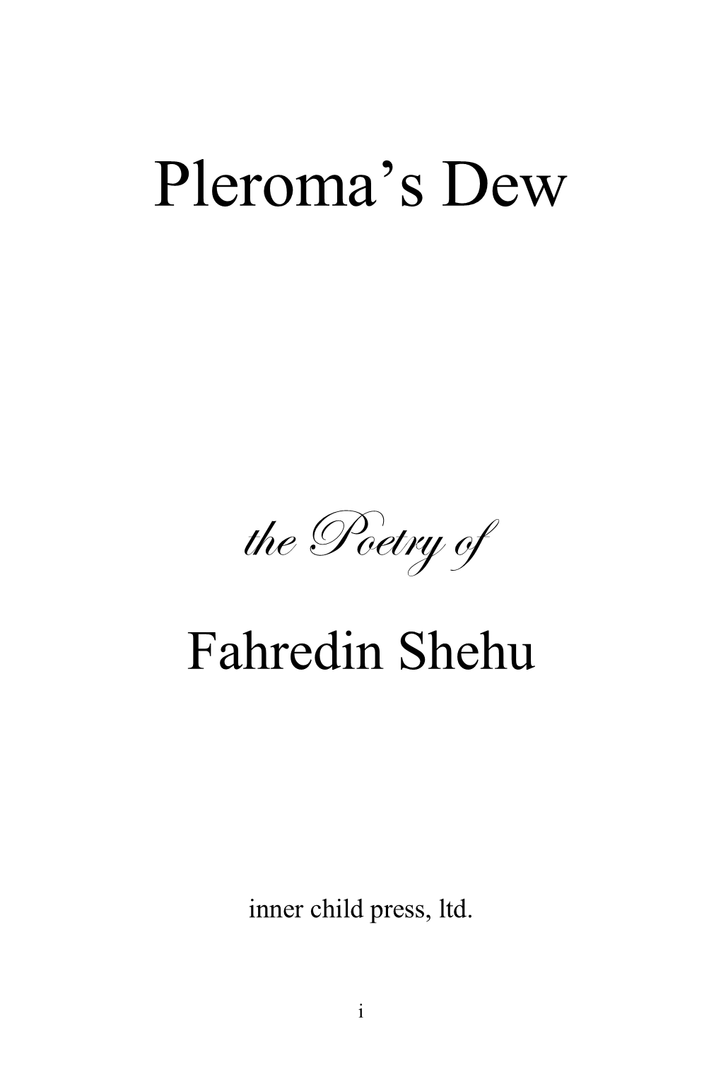 Pleroma's Dew the Poetry Of