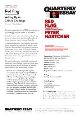 Red Flag Waking up to China’S Challenge Peter Hartcher