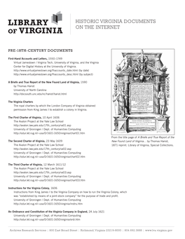 Historic Virginia Documents on the Internet