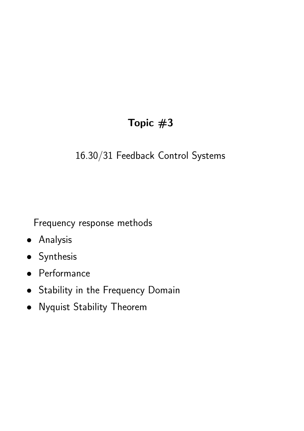 16.30 Topic 3: Frequency Response Methods