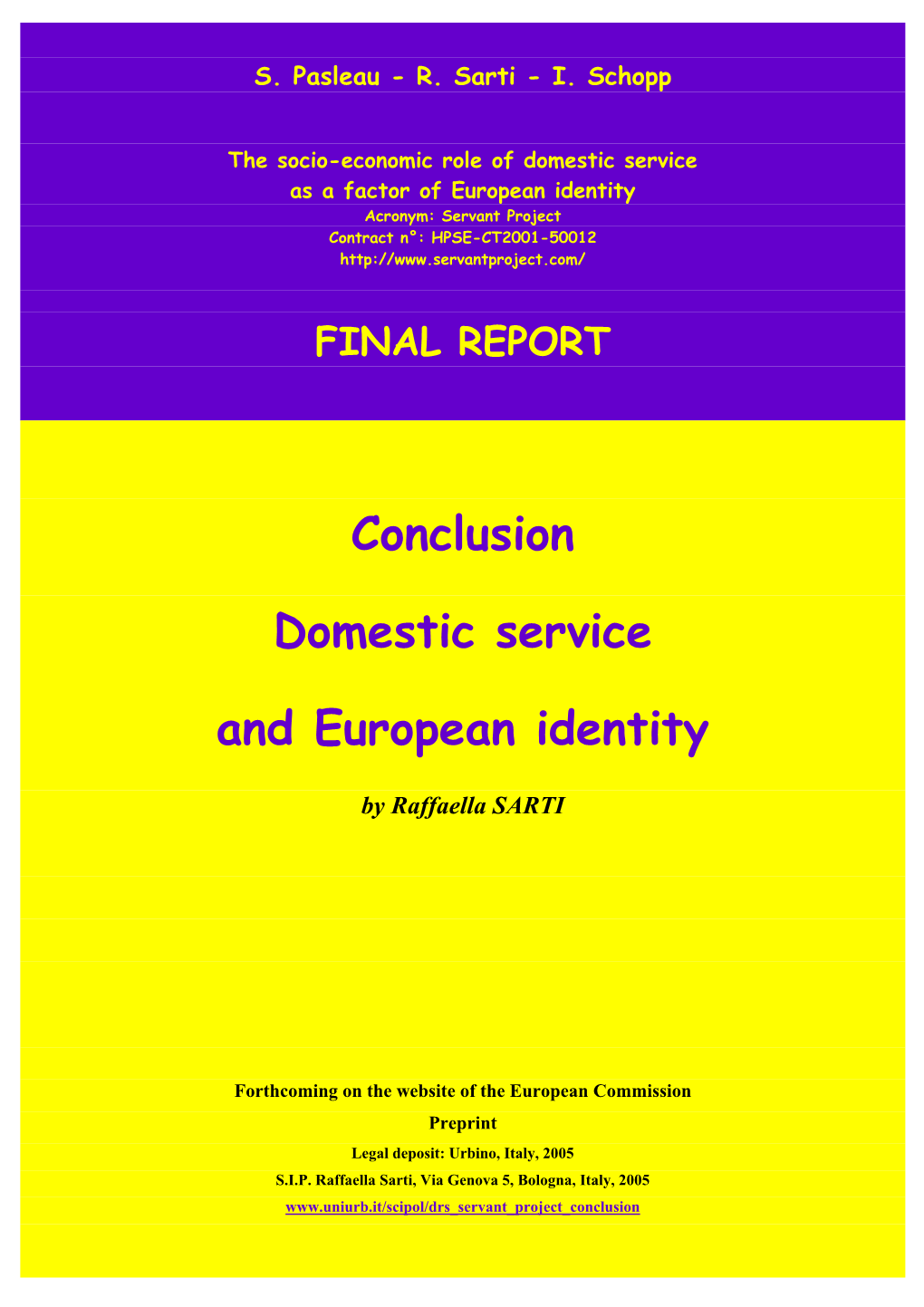 Conclusion Domestic Service and European Identity