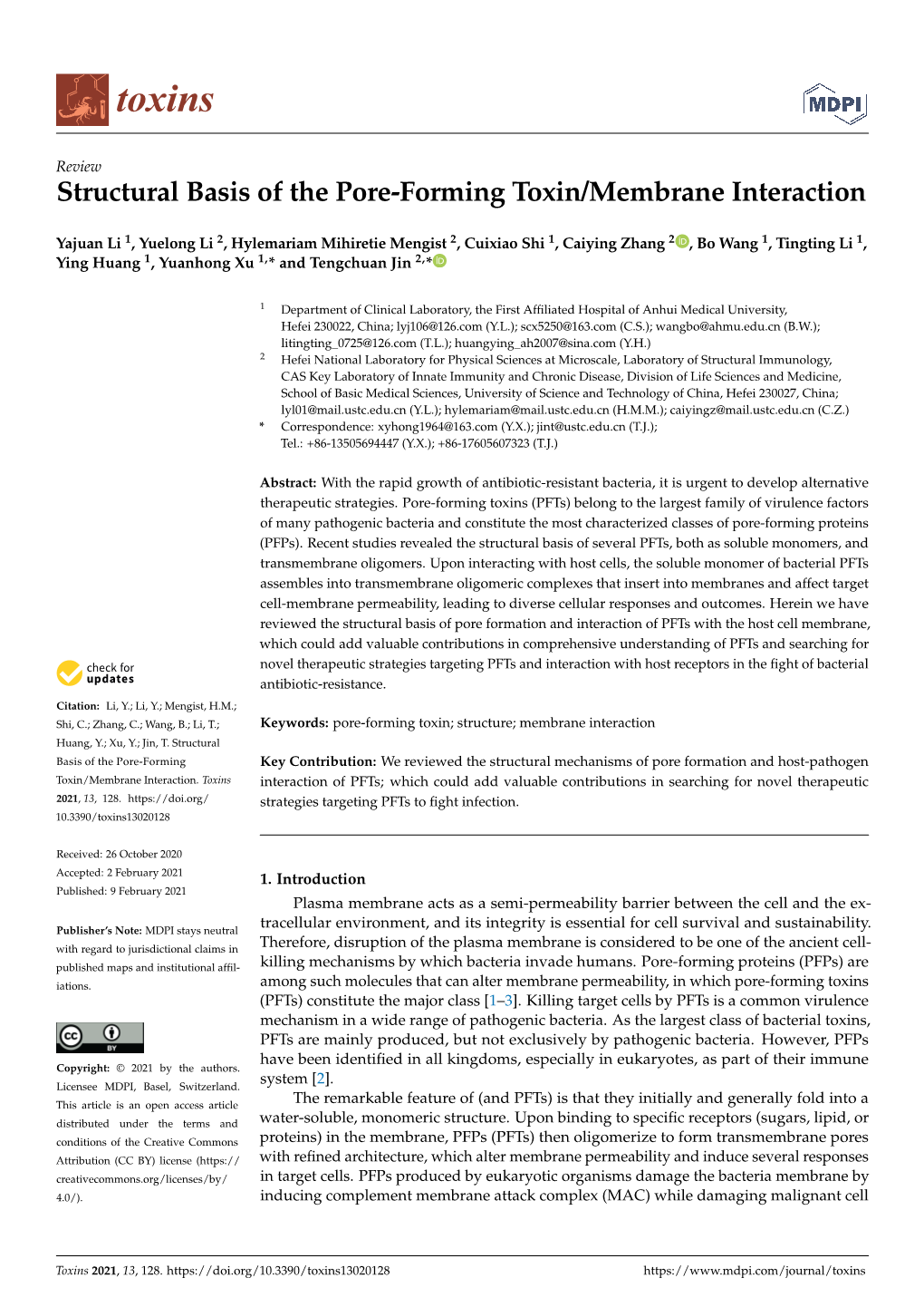 Structural Basis of the Pore-Forming Toxin/Membrane Interaction