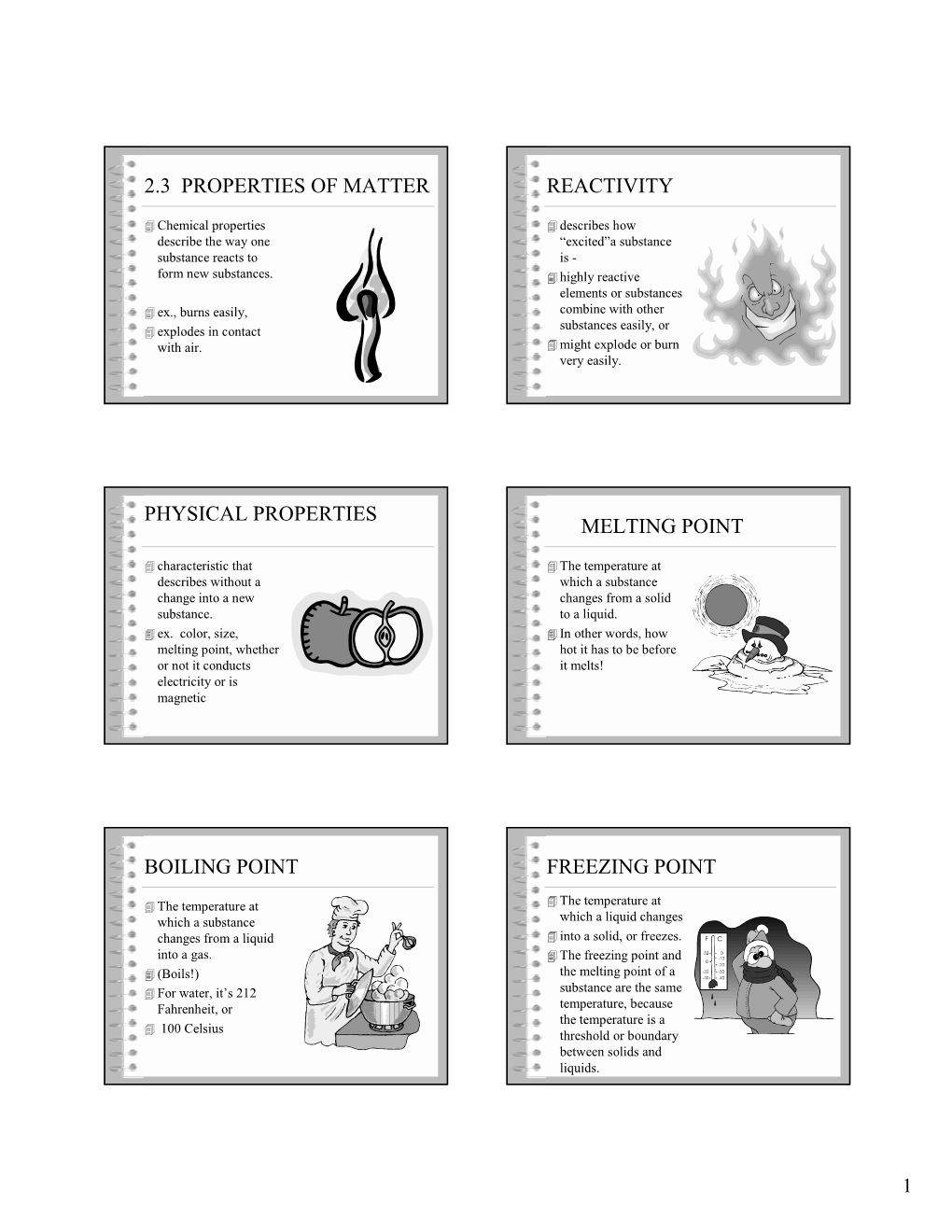 2.3 Properties of Matter Reactivity Physical