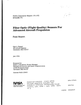 Fiber Optic (Flight Quality) Sensors for Advanced Aircraft Propulsion