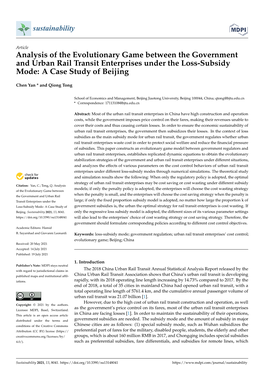 Analysis of the Evolutionary Game Between the Government and Urban Rail Transit Enterprises Under the Loss-Subsidy Mode: a Case Study of Beijing