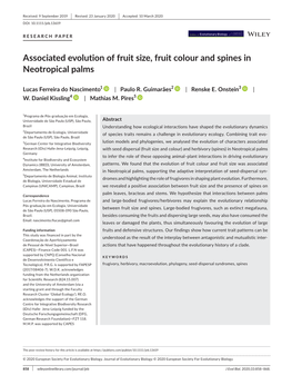 Associated Evolution of Fruit Size, Fruit Colour and Spines in Neotropical Palms